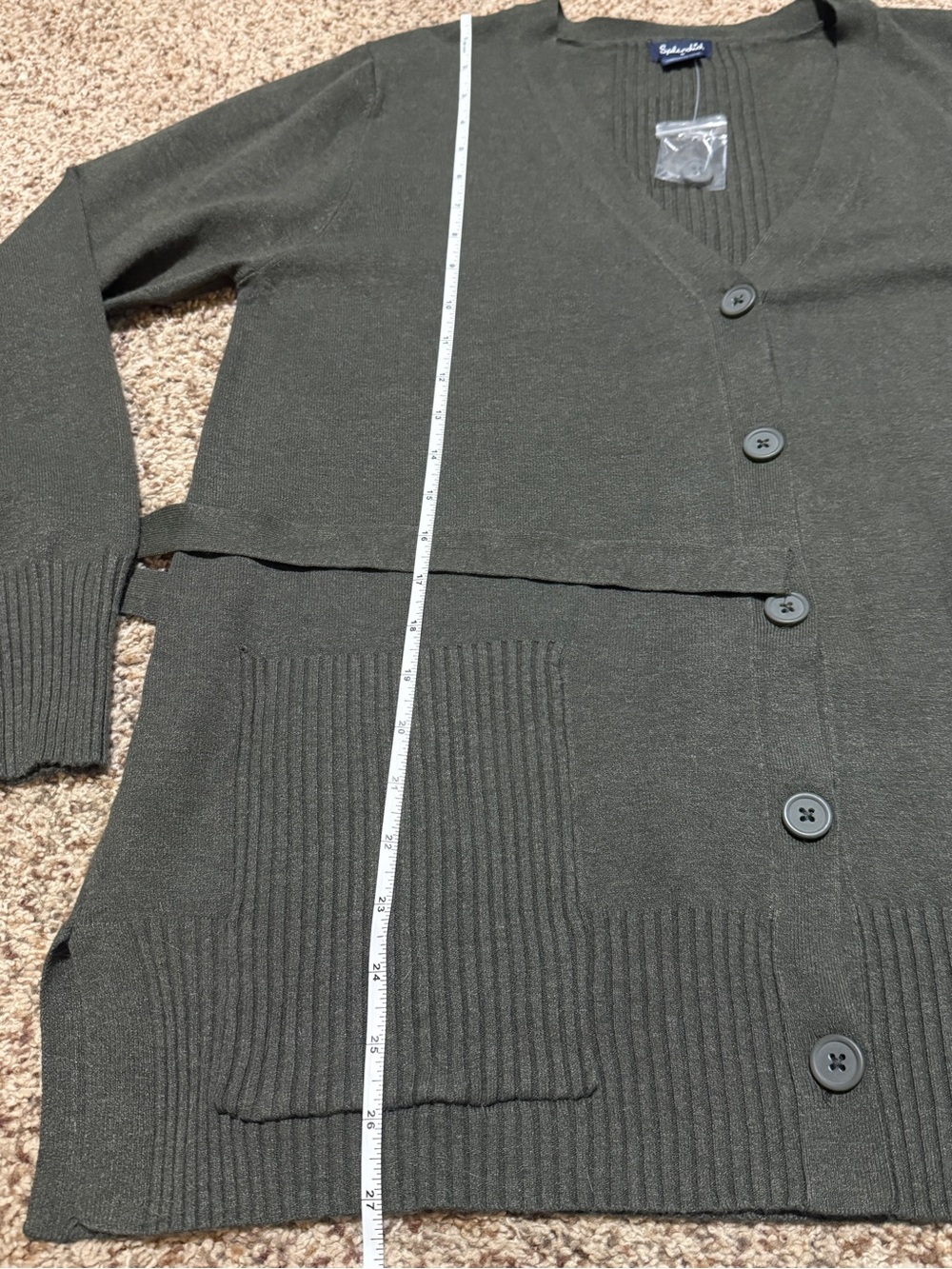 Splendid Belted Button-Front Cardigan Sweater – Olive Green Womens M NWOT - Picture 8 of 11